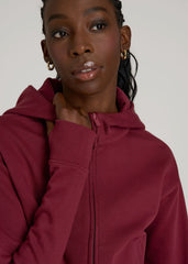 Wearever Fleece Cropped Zip-Up Hoodie for Tall Women in Tawny Port