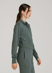 Wearever 2.0 Fleece Half-Zip Cropped Sweatshirt for Tall Women in Balsam Green