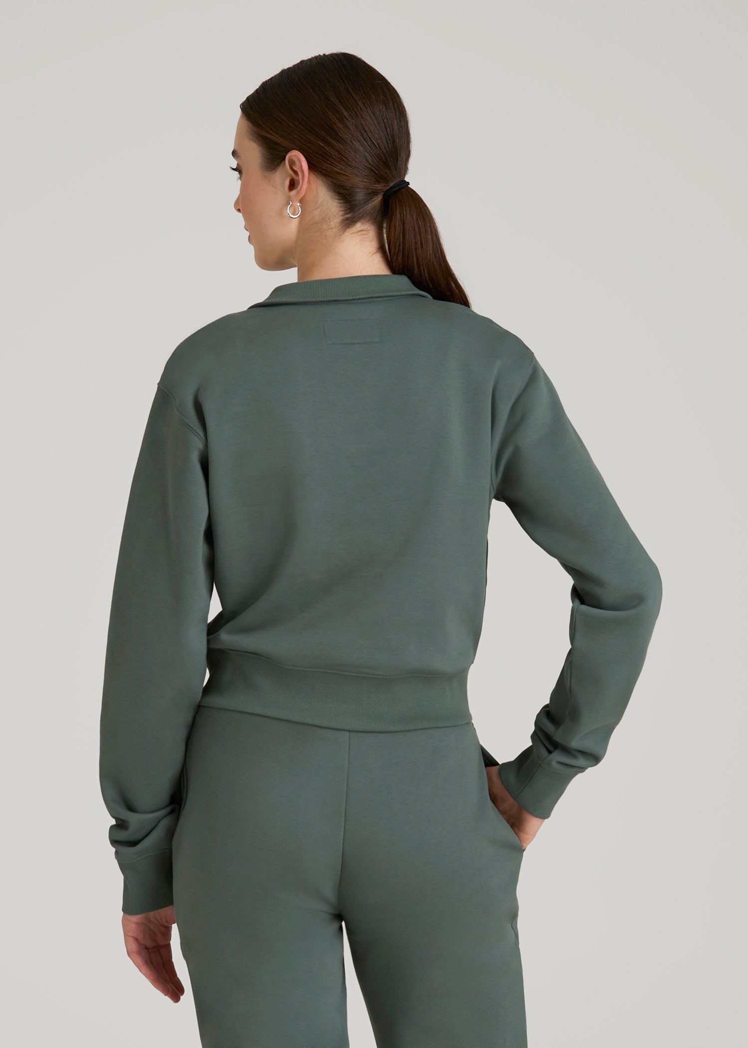 Wearever 2.0 Fleece Half-Zip Cropped Sweatshirt for Tall Women in Balsam Green