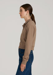 Wearever 2.0 Fleece Half-Zip Cropped Sweatshirt for Tall Women in Woodsmoke