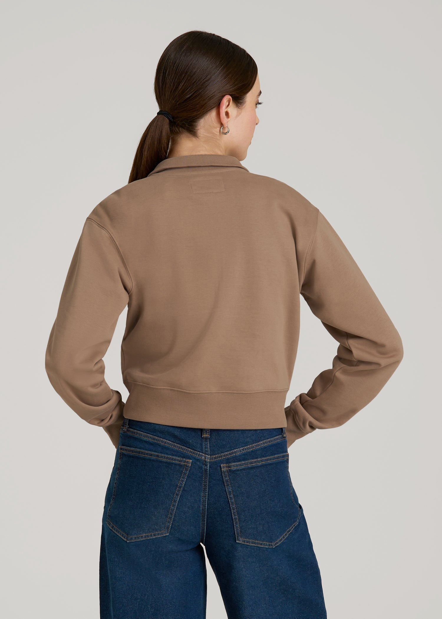 Wearever 2.0 Fleece Half-Zip Cropped Sweatshirt for Tall Women in Woodsmoke