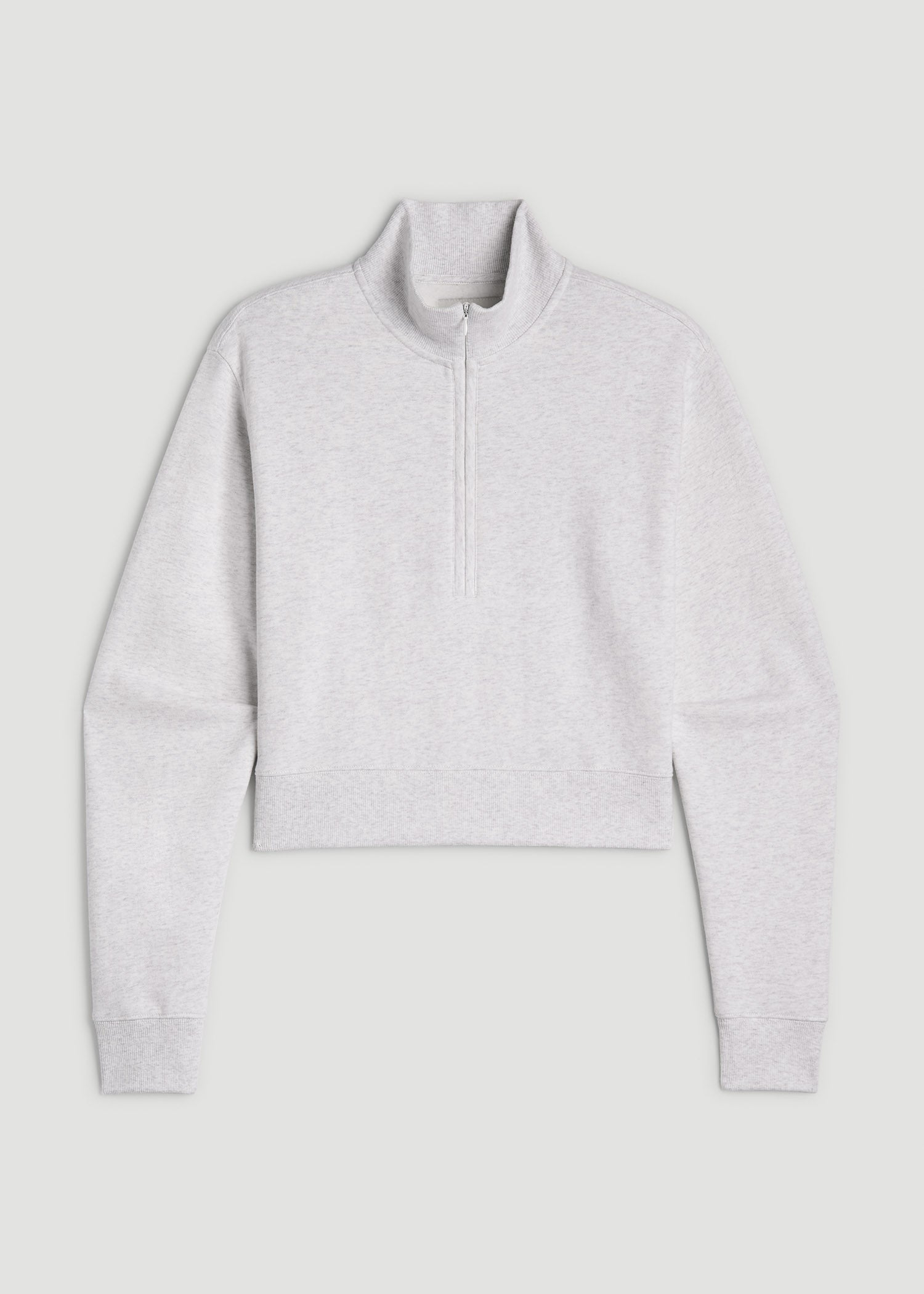 Wearever 2.0 Fleece Half-Zip Cropped Sweatshirt for Tall Women in Heather Cloud White