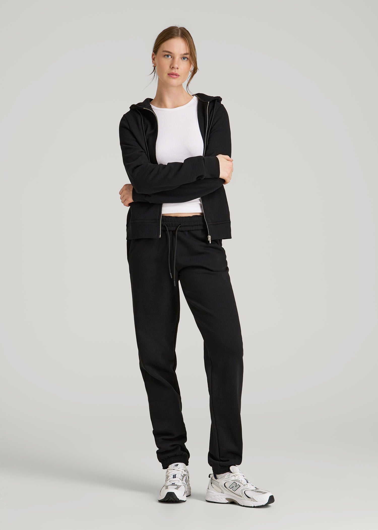Wearever Fleece Full-Zip Hoodie for Tall Women in Black