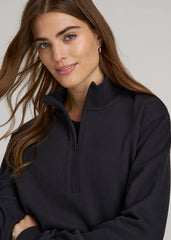 Wearever 2.0 Fleece Half-Zip Cropped Sweatshirt for Tall Women in Black