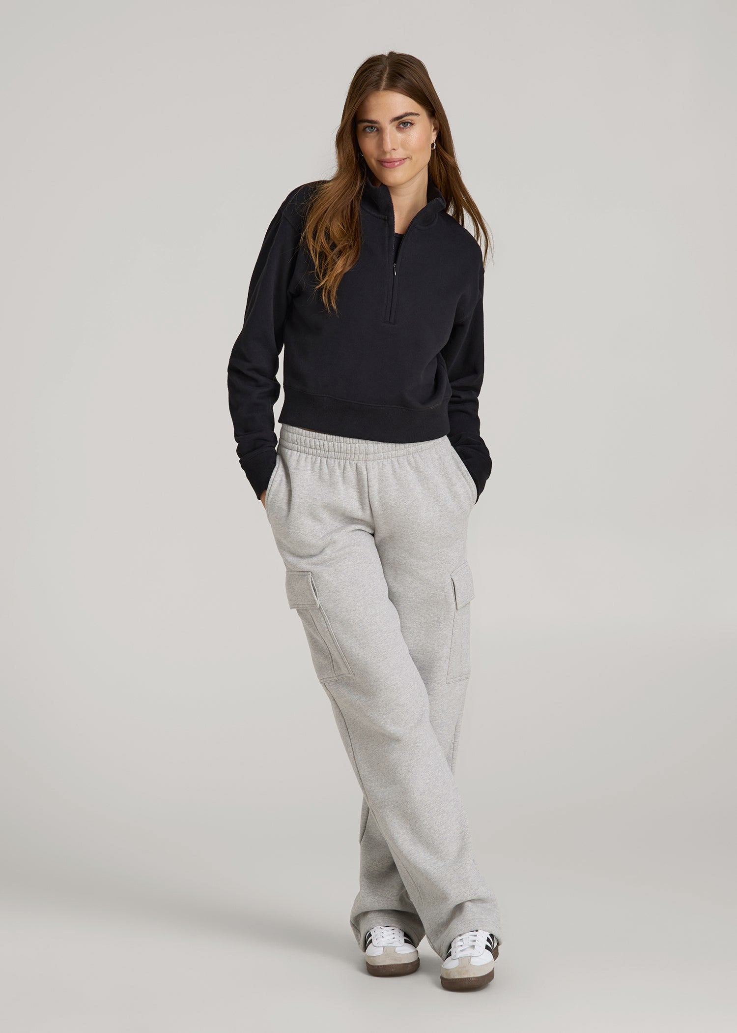 Wearever 2.0 Fleece Half-Zip Cropped Sweatshirt for Tall Women in Black