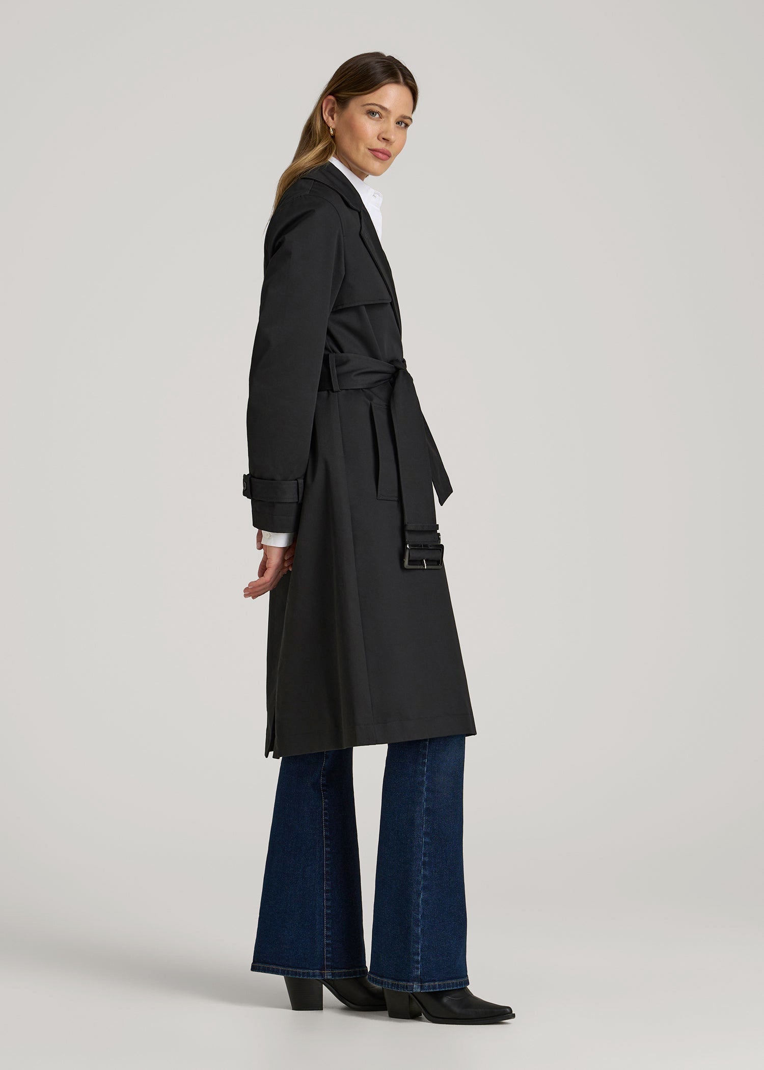 Relaxed Trench Coat for Tall Women in Black