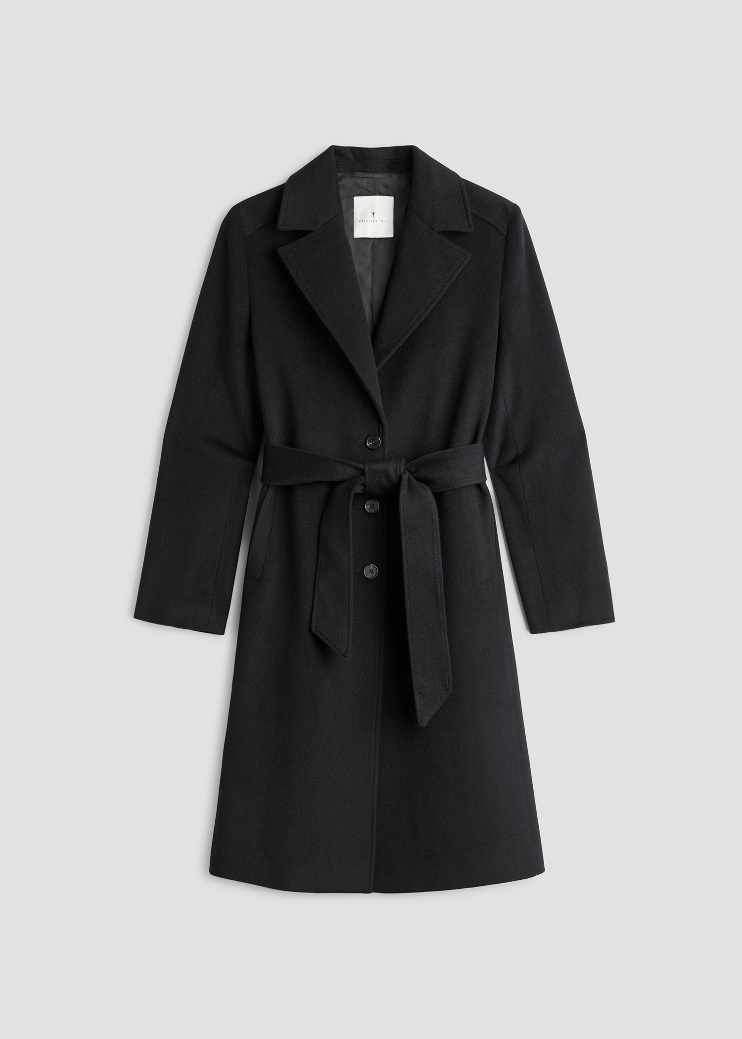 Wool Coat for Tall Women in Black