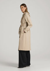 Relaxed Trench Coat for Tall Women in Light Khaki