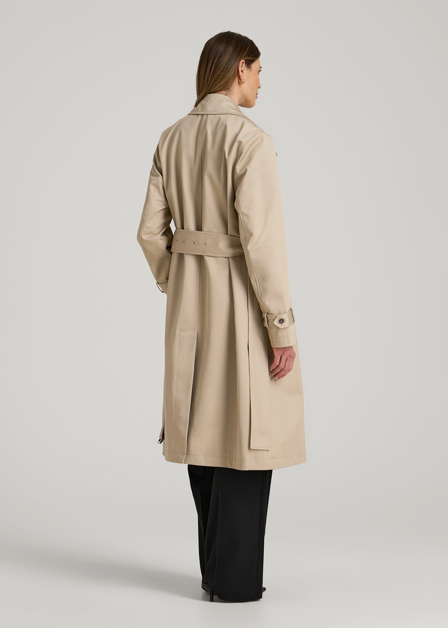 Relaxed Trench Coat for Tall Women in Light Khaki