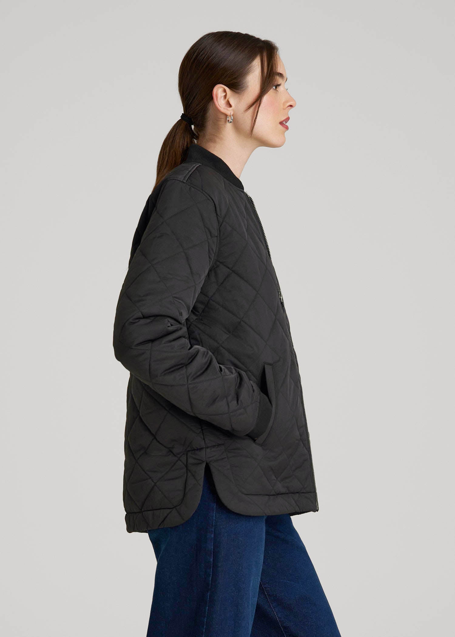 Quilted Jacket for Tall Women in Black