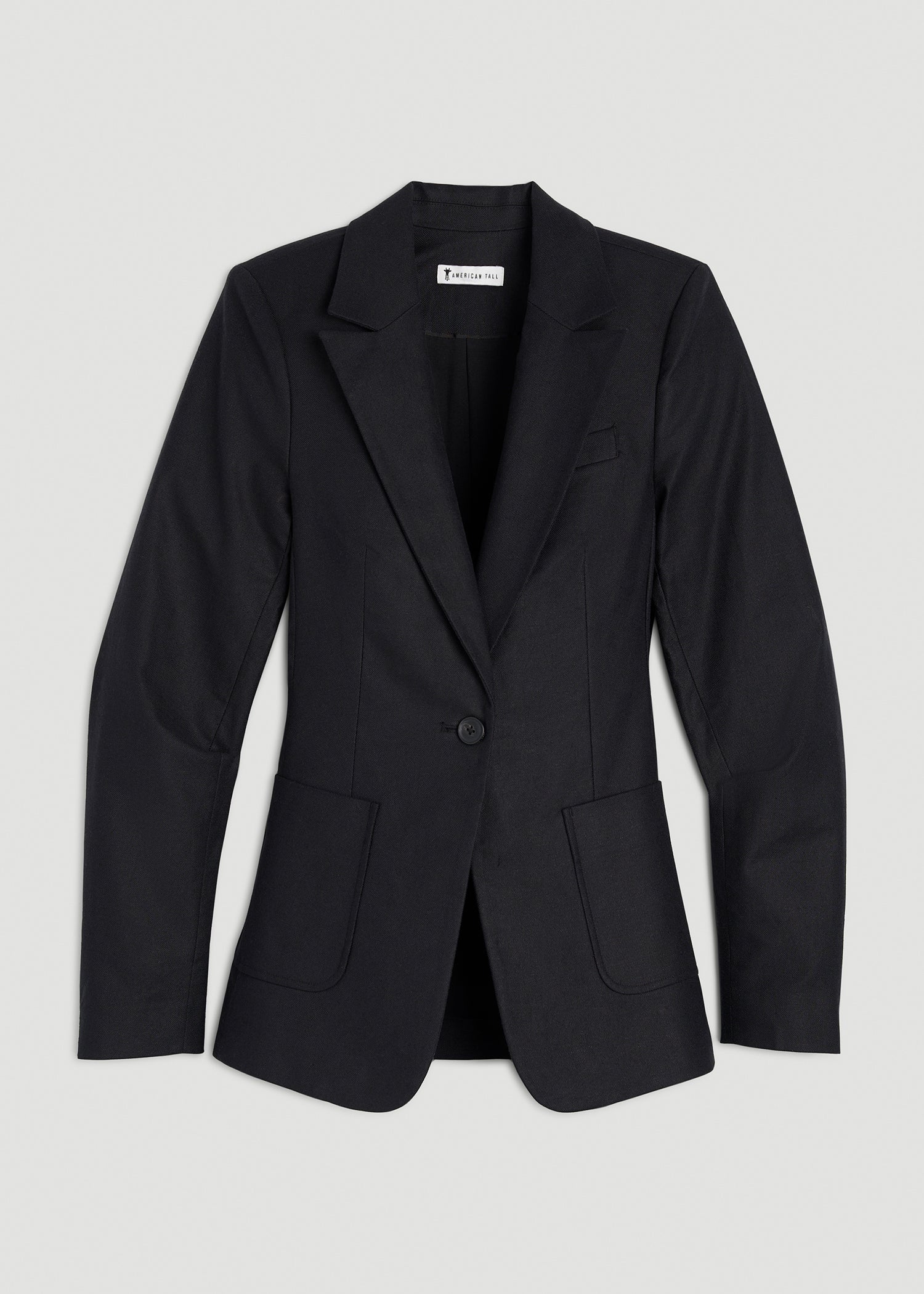 Slim Fit Linen Blend Blazer for Tall Women in Black