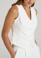Tailored Vest for Tall Women in Off White Pinstripe