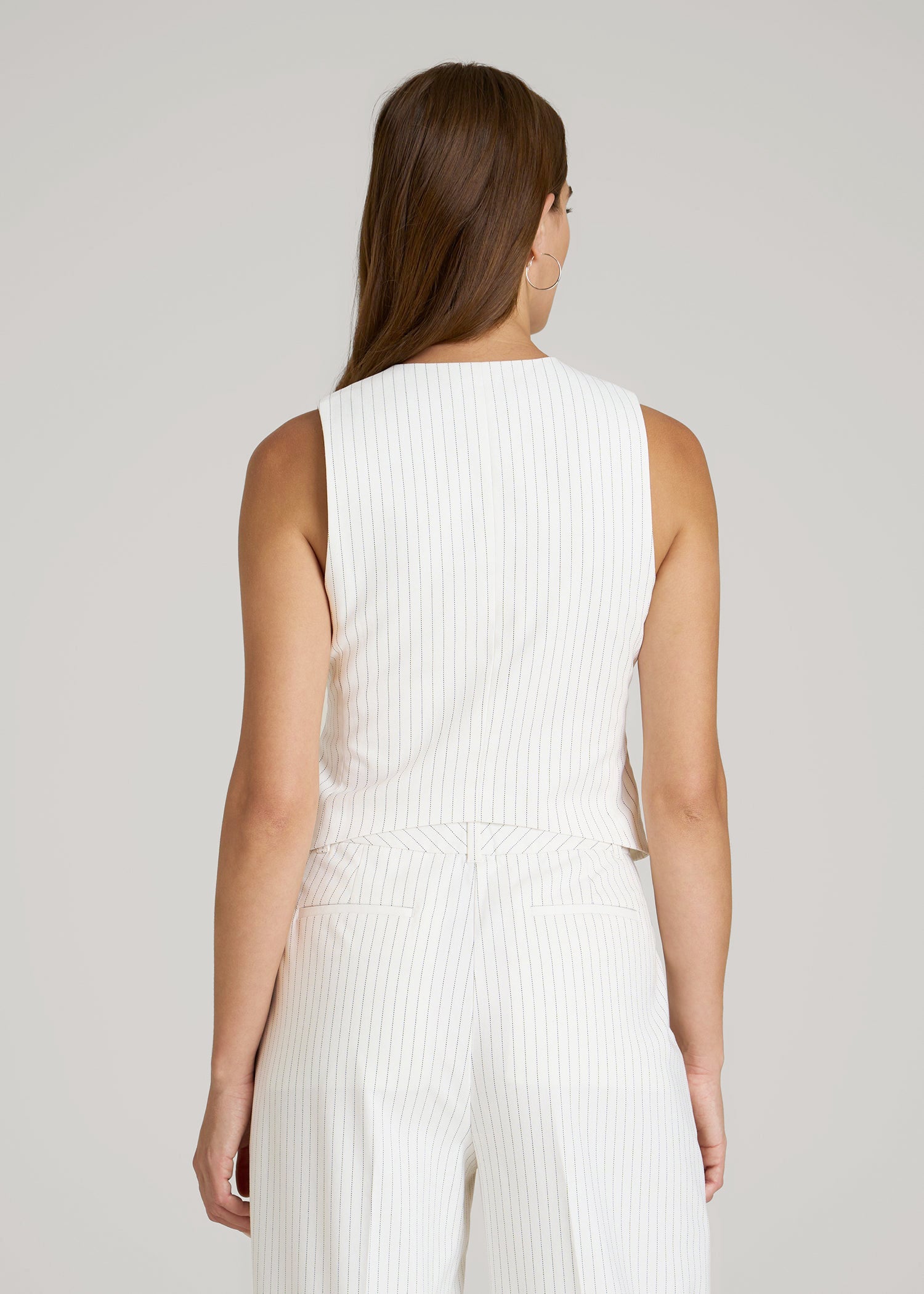 Tailored Vest for Tall Women in Off White Pinstripe