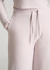 Mid Rise Waffle Wide Leg Pant for Tall Women in Grey Lilac