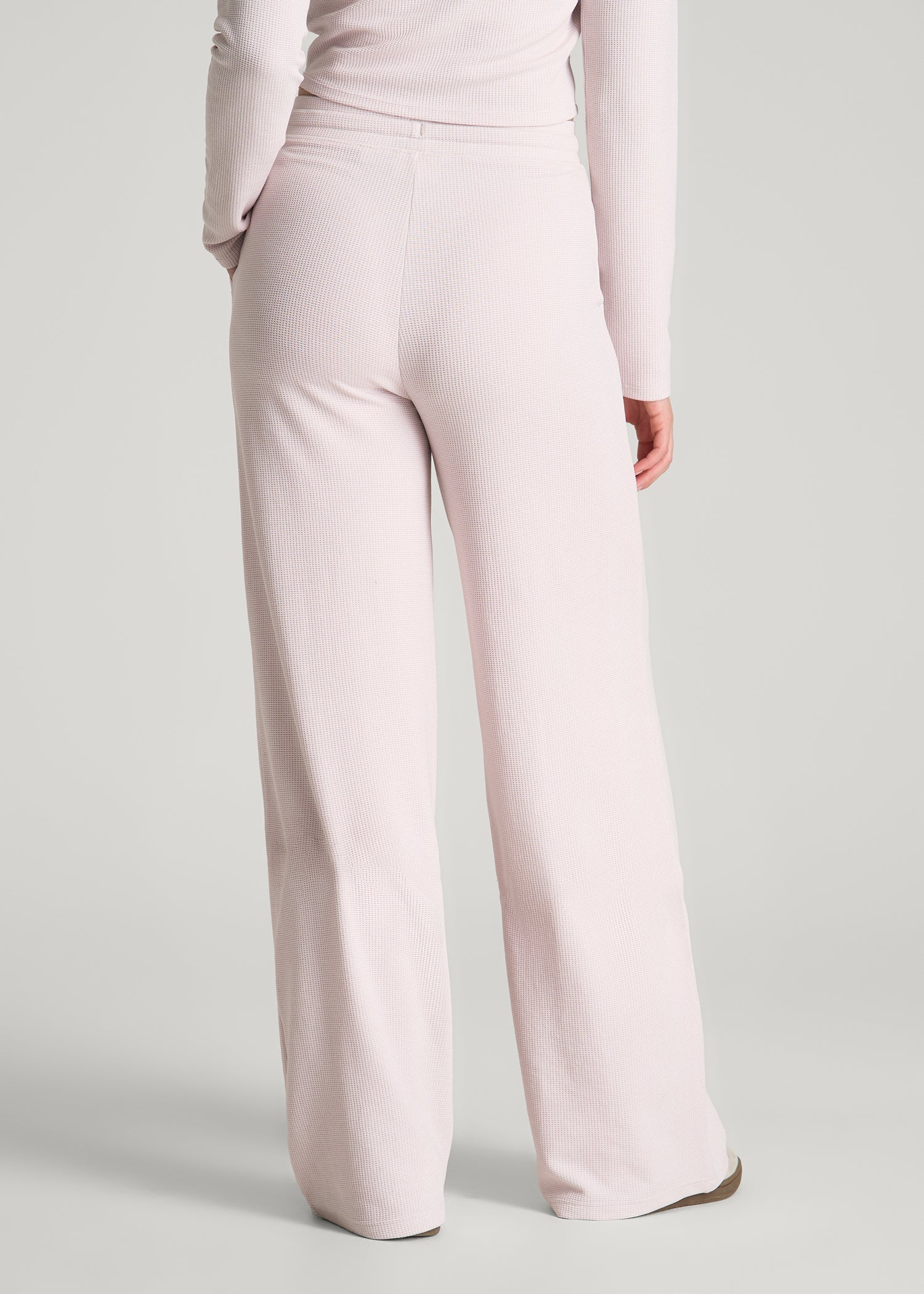 Mid Rise Waffle Wide Leg Pant for Tall Women in Grey Lilac