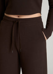 Mid Rise Waffle Wide Leg Pant for Tall Women in Espresso