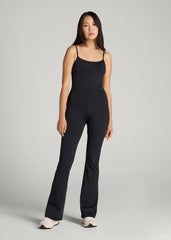 Spaghetti Strap Flare Jumpsuit for Tall Women in Black