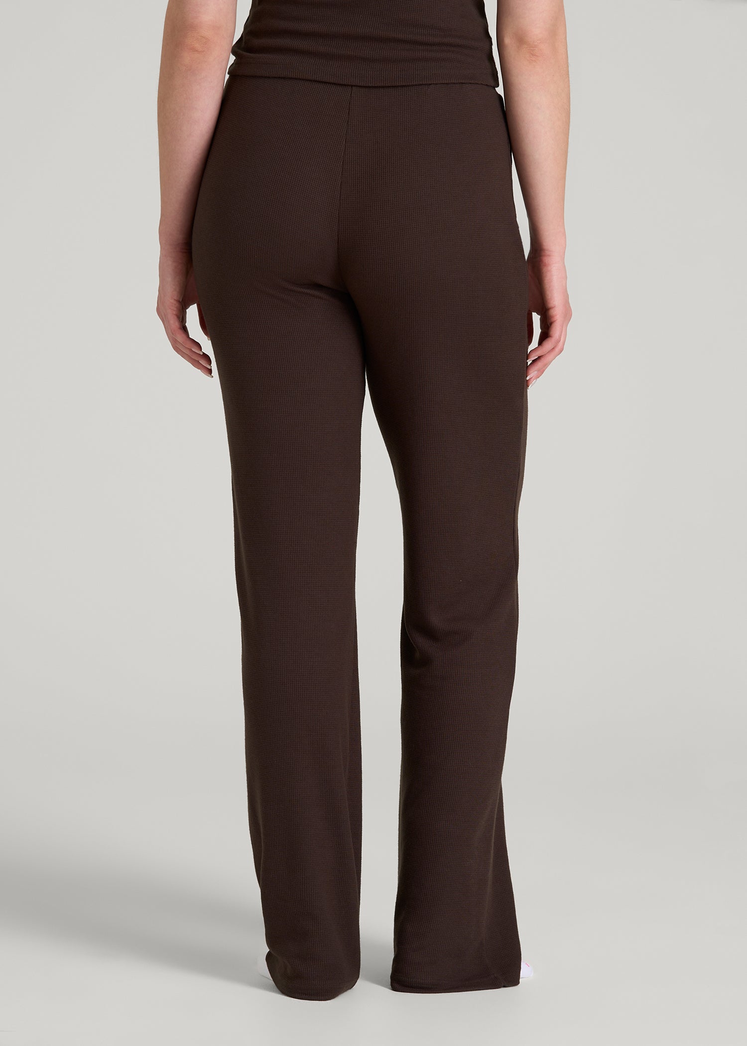 Open-Bottom Waffle Lounge Pants for Tall Women in Espresso