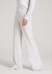 Ribbed Flare Lounge Pants for Tall Women in Cloud White