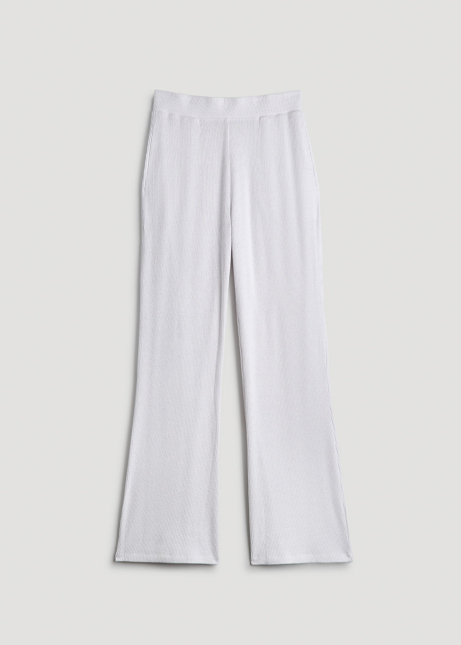 Ribbed Flare Lounge Pants for Tall Women in Cloud White
