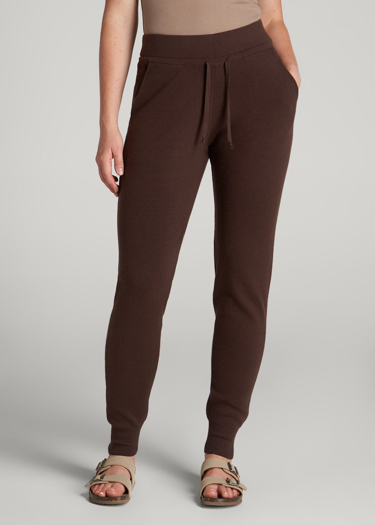 Knit Lounge Joggers for Tall Women in Chocolate