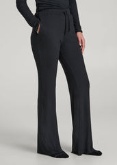 Ribbed Flare Pants for Tall Women in Black
