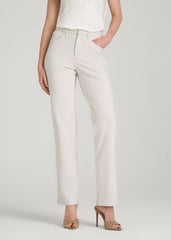 Soft Flex Ponte Straight Leg Pants for Tall Women in White Sand