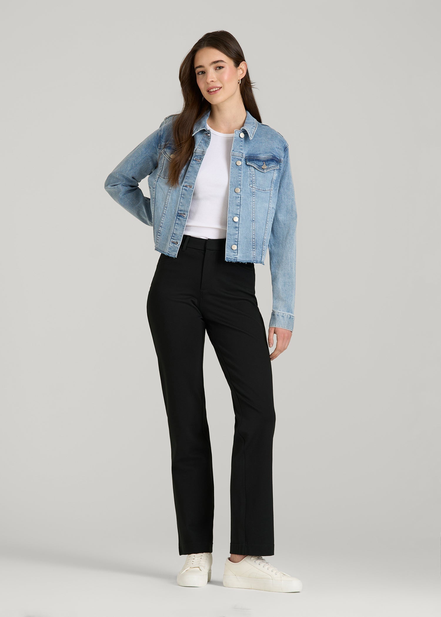 Soft Flex Ponte Straight Leg Pants for Tall Women in Black