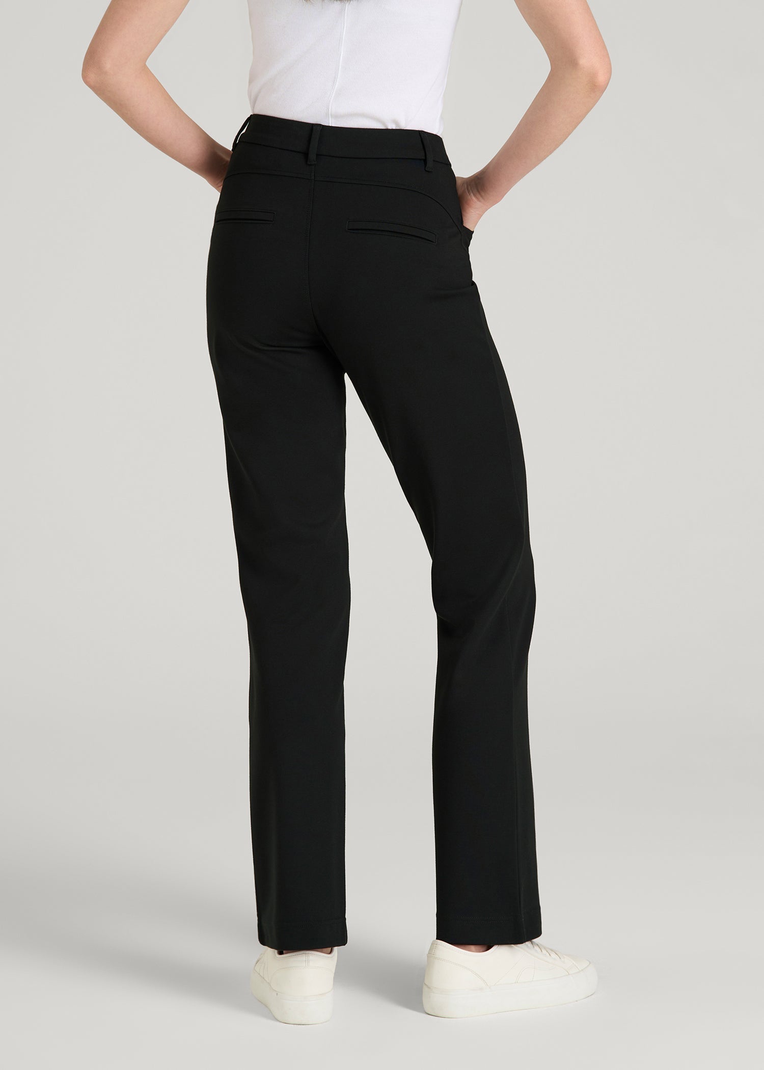 Soft Flex Ponte Straight Leg Pants for Tall Women in Black