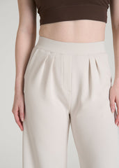 Soft Motion Pleated Wide Leg Pant for Tall Women in White Sand
