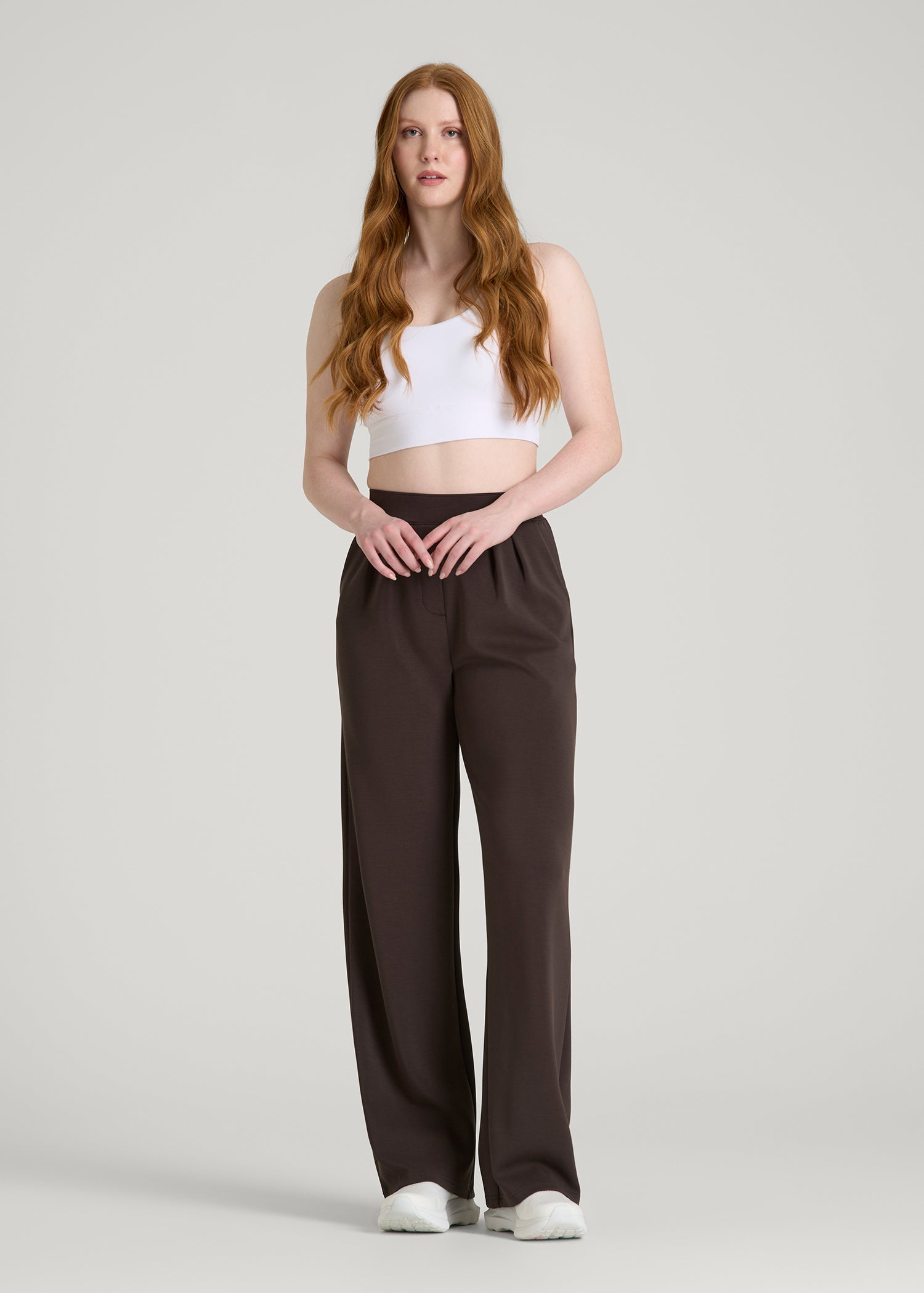 Soft Motion Pleated Wide Leg Pant for Tall Women in Espresso