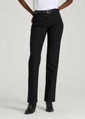 Mid-Rise Straight Fit Jeans for Tall Women in Optimum Black