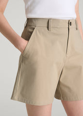 Stretch Commuter Chino Shorts for Tall Women in Warm Taupe