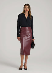 True Touch Leather Pencil Skirt for Tall Women in Port Royale