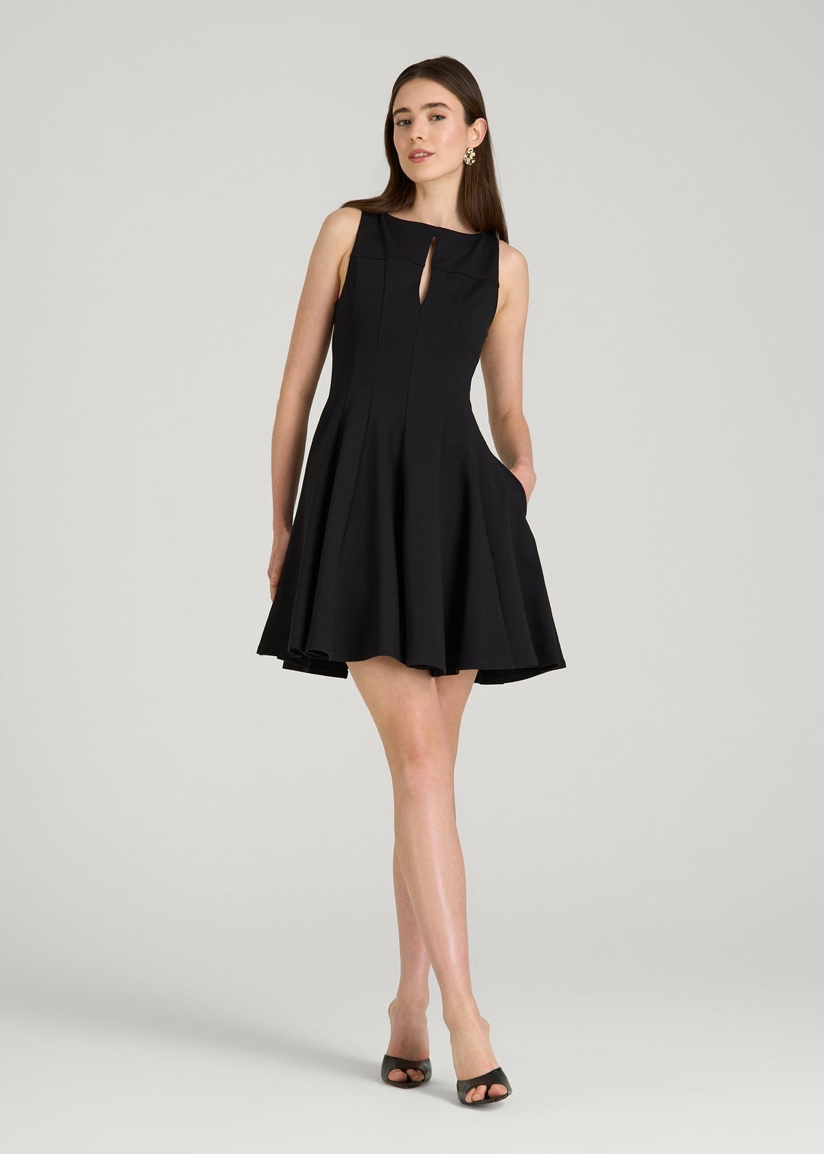 Soft Flex Ponte Mini Babydoll Dress for Tall Women in Black