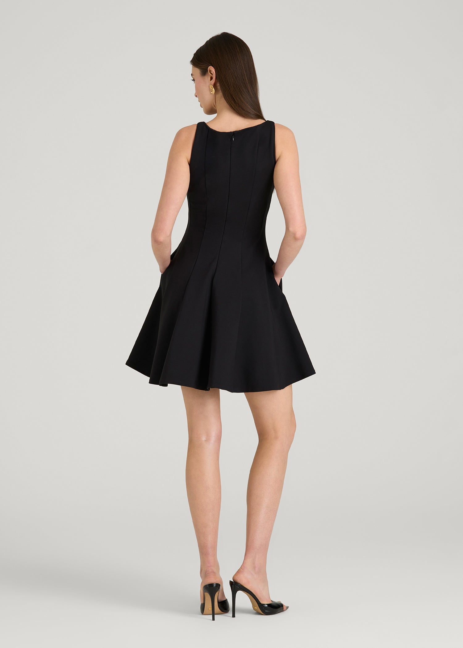 Soft Flex Ponte Mini Babydoll Dress for Tall Women in Black