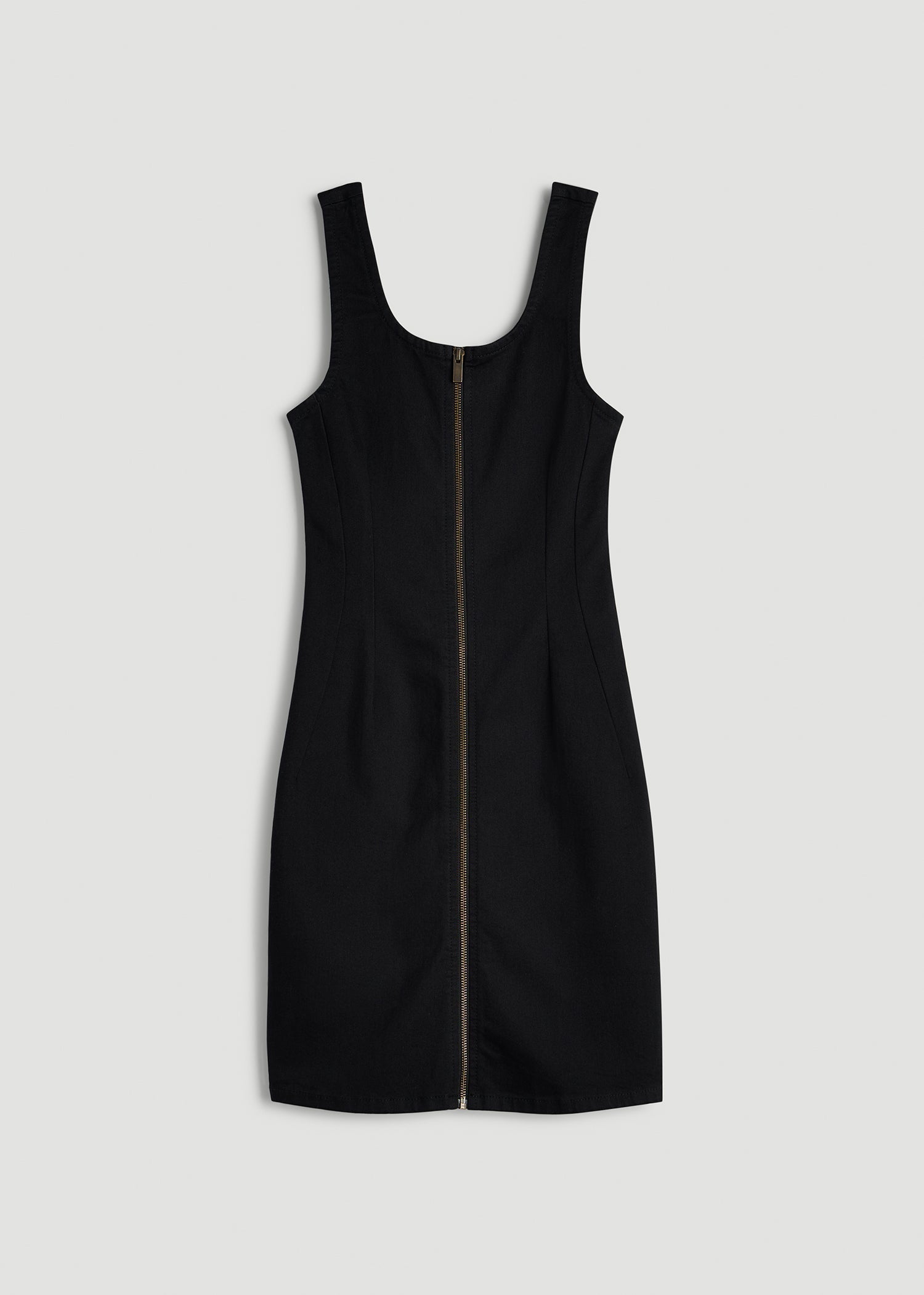 Short Denim Tank Dress for Tall Women in Optimum Black