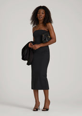 Soft Flex Ponte Fitted Bustier Dress for Tall Women in Black