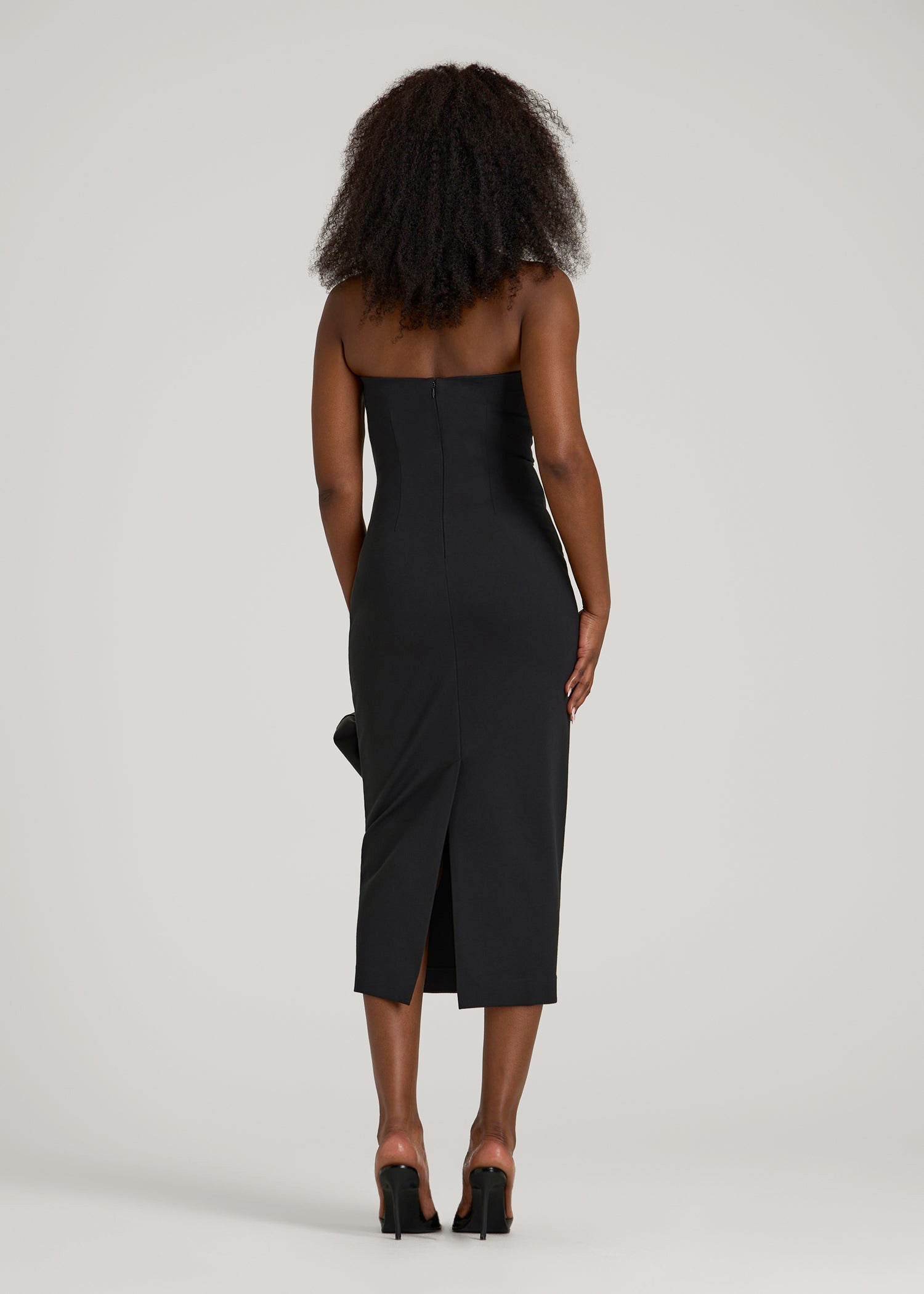 Soft Flex Ponte Fitted Bustier Dress for Tall Women in Black