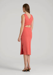 Midi Cross Back Sleeveless Dress for Tall Women in Sunset Coral