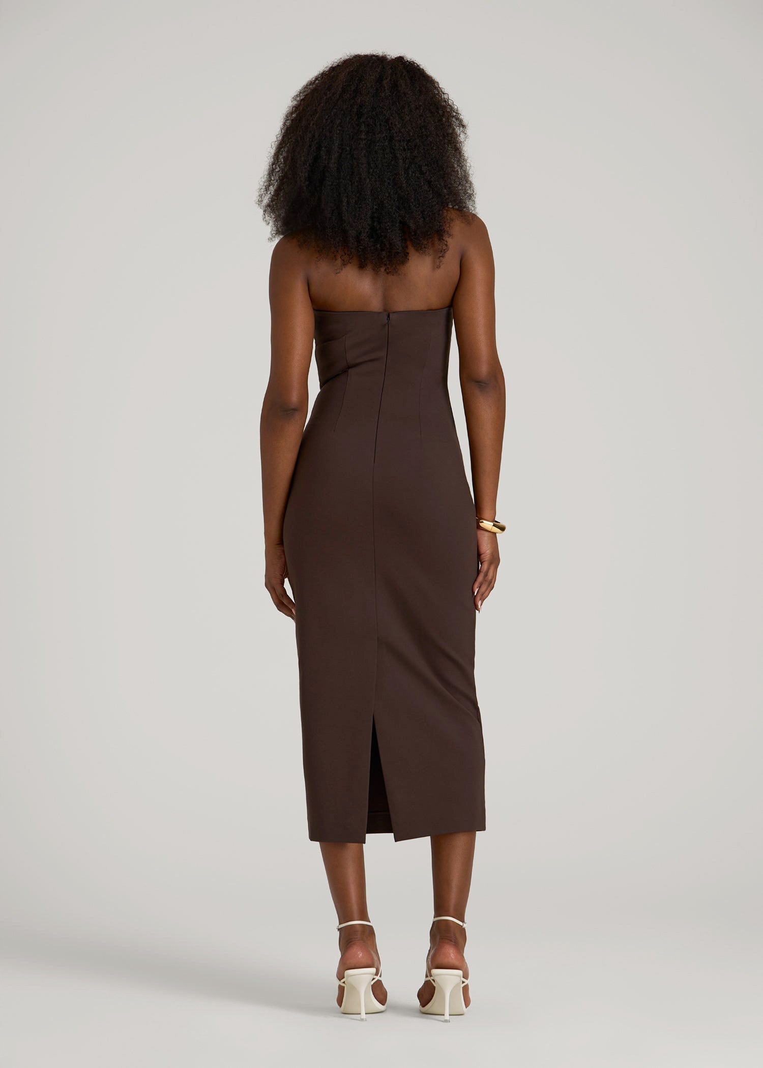 Soft Flex Ponte Fitted Bustier Dress for Tall Women in Espresso