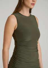 Ruched Jersey Midi Dress for Tall Women in Forest Night