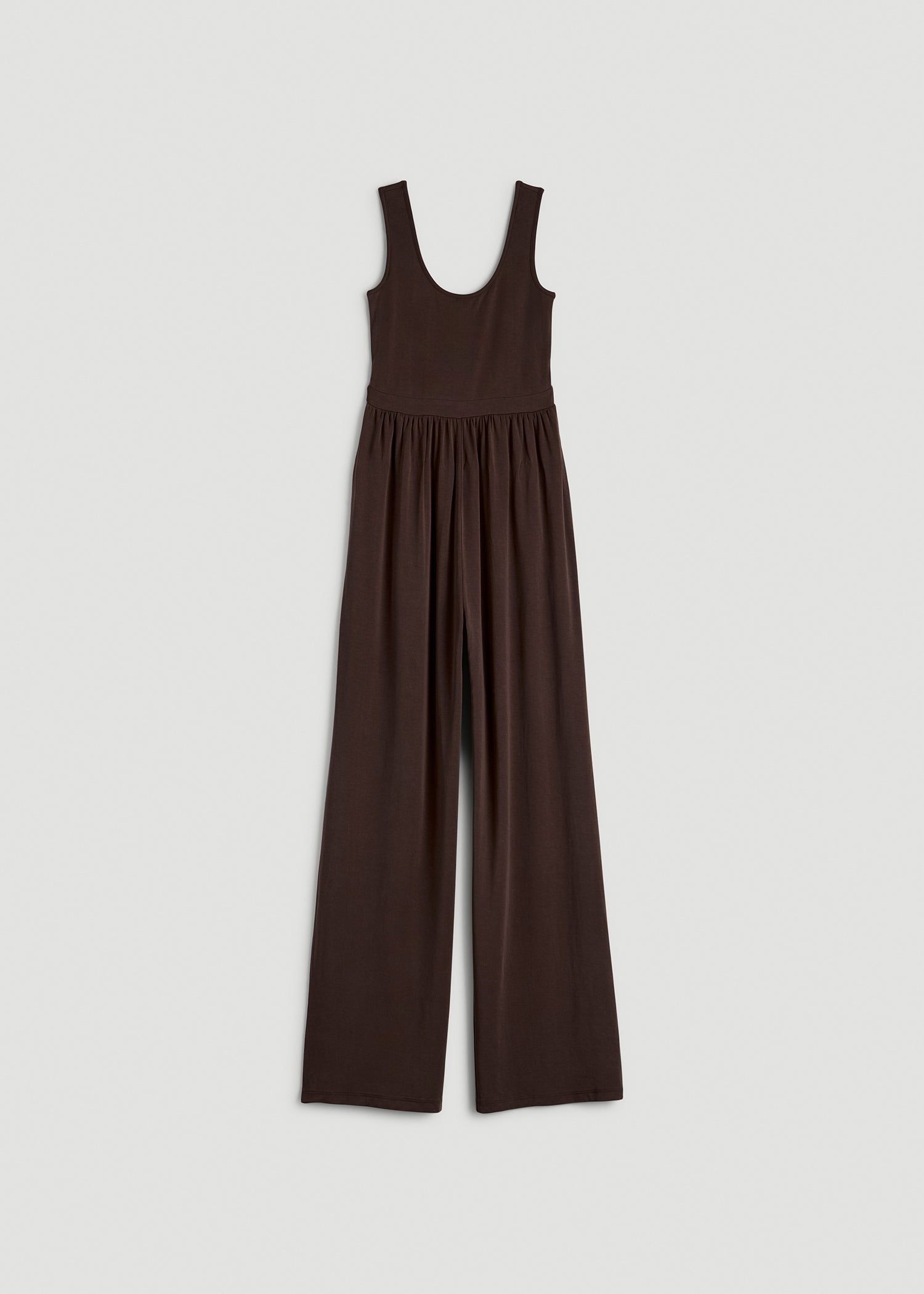 Jersey Tank wide leg jumpsuit with pockets for Tall Women in Espresso