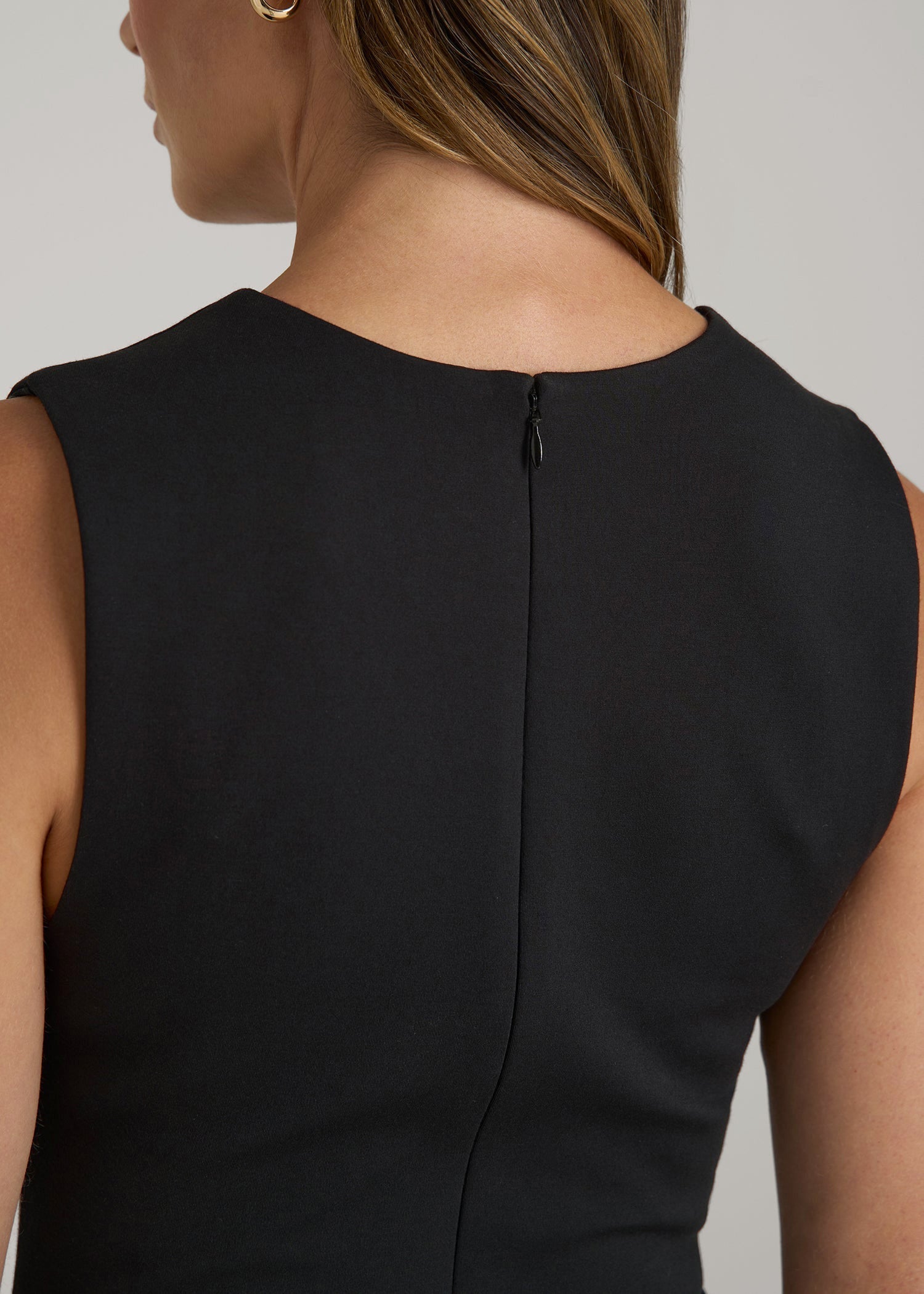 Soft Flex Ponte Wide-Leg V-Neck Jumpsuit for Tall Women in Black