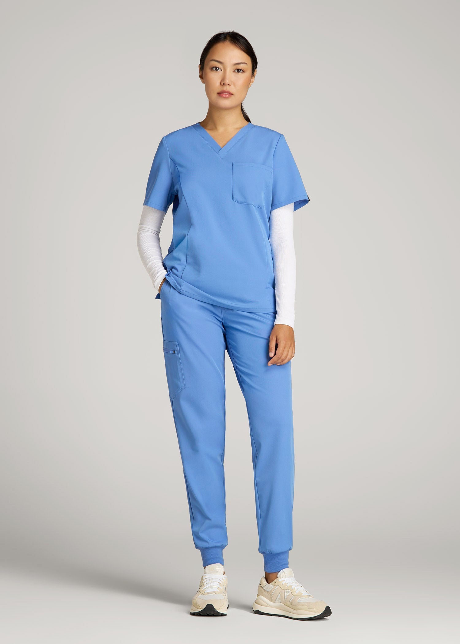 Scrub Joggers for Tall Women in Deep Sky Blue