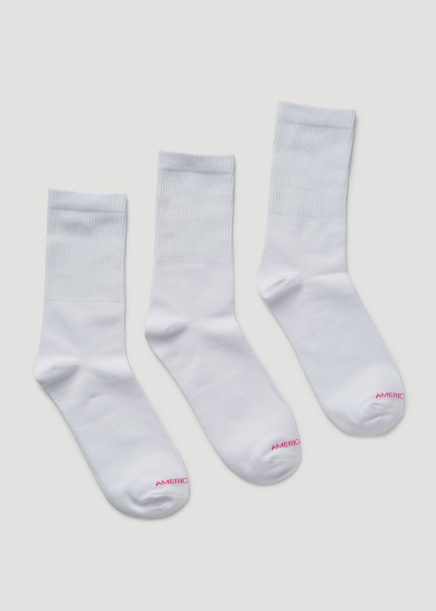 Mid Crew Socks (X-Large Size: 10-13) for Tall Women in White