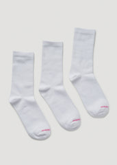 Mid Crew Socks (X-Large Size: 10-13) for Tall Women in White