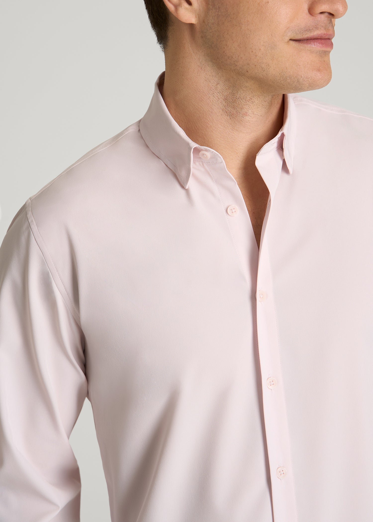 Traveler Stretch Dress Shirt for Tall Men in Grey Lilac