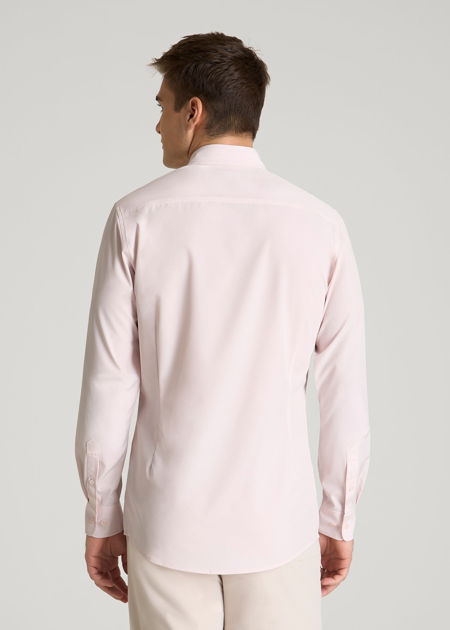 Traveler Stretch Dress Shirt for Tall Men in Grey Lilac