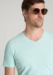 The Essential Slim Fit V-Neck Tee for Tall Men in Opal Blue